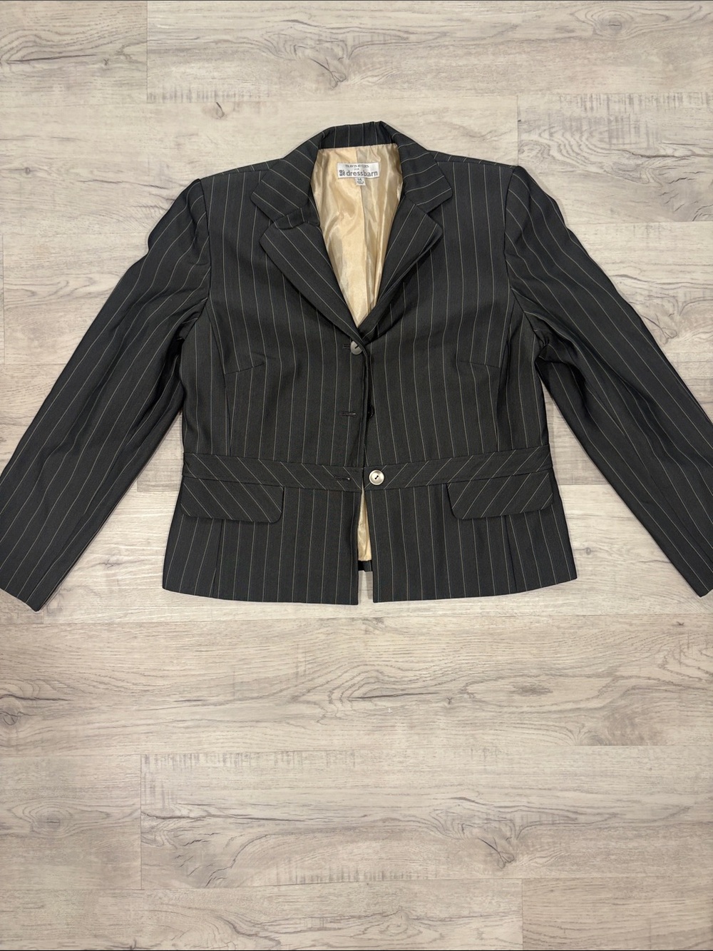 dressbarn Black Pinstripe Tailored Blazer